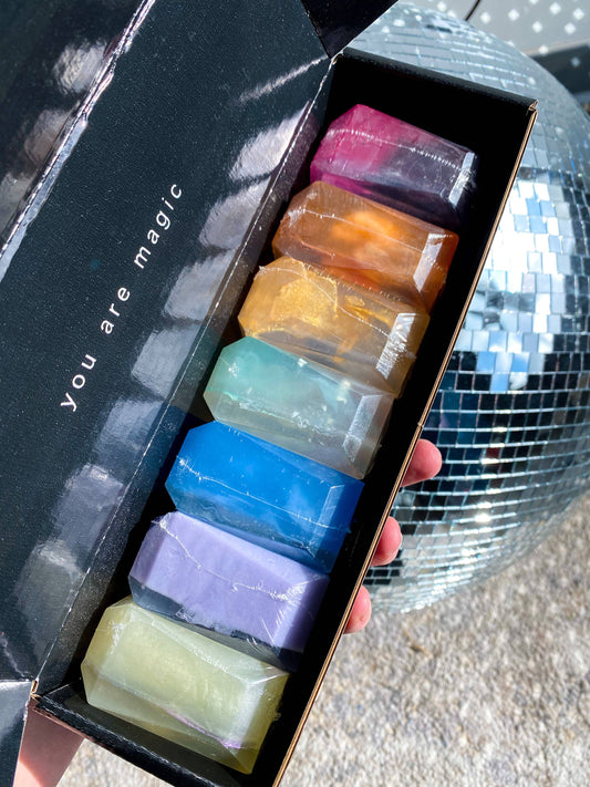Essential Chakra Crystal Infused Soap Set